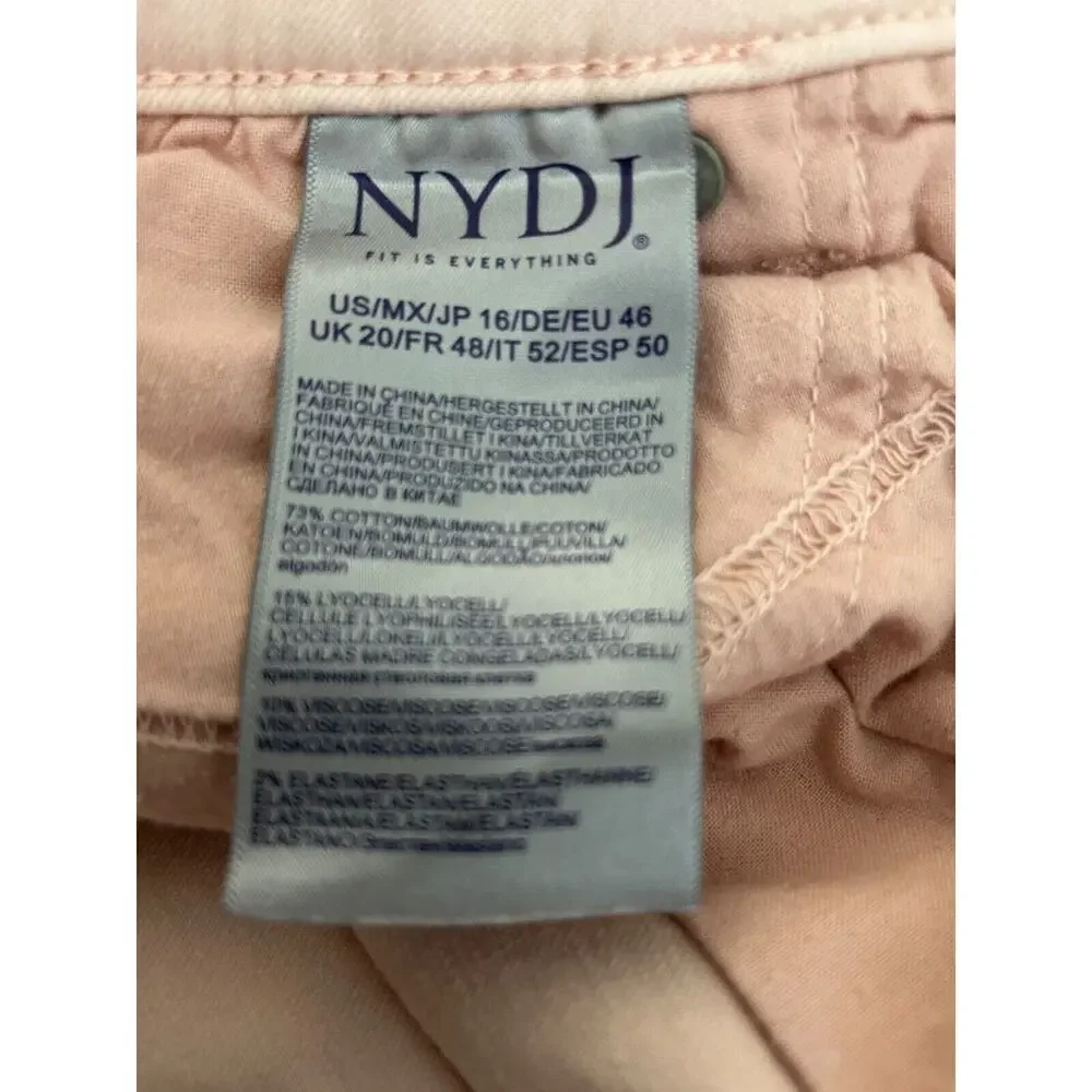 NYDJ Marilyn Straight‎ Leg Cuffed Capri Jeans Lift Tuck Plus Size 16 Pink Dusk